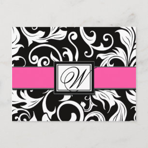 Pink Black Damask Hochzeitskarten Save the Date Po Ankündigungspostkarte