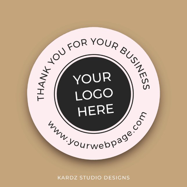 PInk Black-Danke-Firmenlogo Runder Aufkleber (Add your logo and web page for a branded look in your packages with these stickers.)