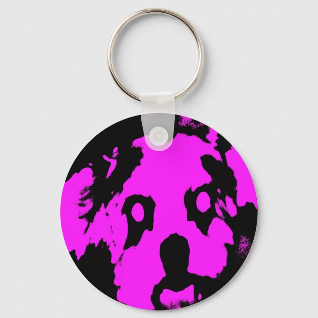 Pink Black Dog Schlüsselanhänger (Vorderseite)