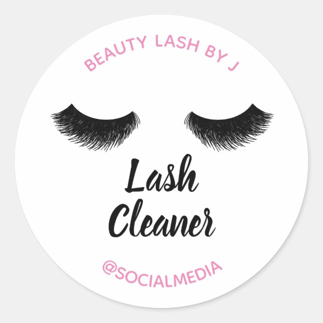 Pink Black Eyelash Extension Cleaner Shampoo Label Runder Aufkleber (Vorderseite)