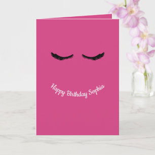 Pink Black Eyelashes Glam Personalisiert Karte