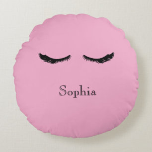 Pink Black Eyelashes Glam Rundes Kissen