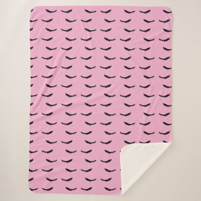 Pink Black Eyelashes Glam Sherpadecke (Vorderseite)