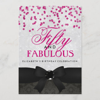 Pink & Black Fabulous 50e anniversaire Invitation 