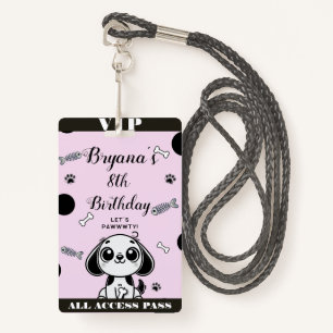 Pink Black Fish Knochen Welpe Hund Geburtstag VIP  Ausweis