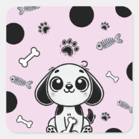 Pink & Black Fish Knochen Welpe Hund Geburtstagspa