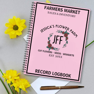 Pink & Black Flower Farm Market Aufzeichnungen Notizbuch