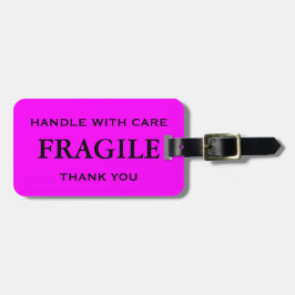 Pink Black Fragile Handle mit Sorgfalt Vielen Dank Gepäckanhänger