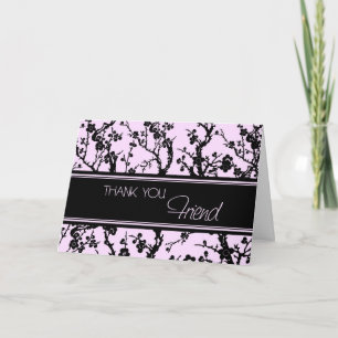 Pink Black Friend Bridesmaid Carte de remerciement