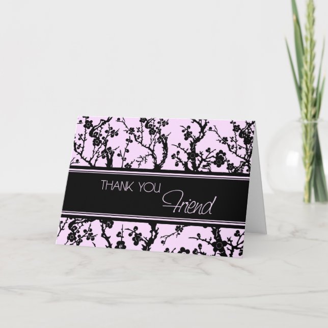 Pink Black Friend Bridesmaid Danke Karte (Vorderseite)