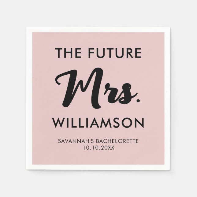 Pink Black Future Frau Nachname Junggeselinnen-Abs Serviette (Vorderseite)