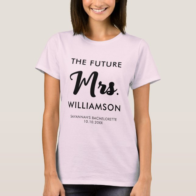 Pink Black Future Frau Nachname Junggeselinnen-Abs T-Shirt (Vorderseite)