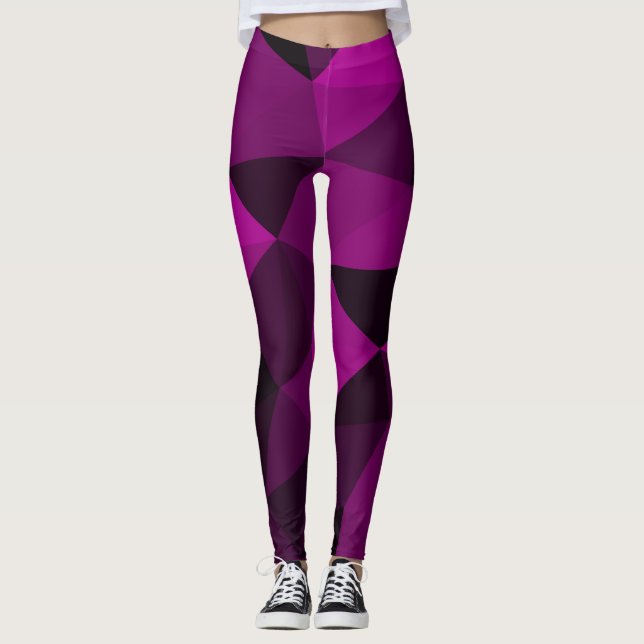Pink black geometric mesh pattern leggings (Vorderseite)