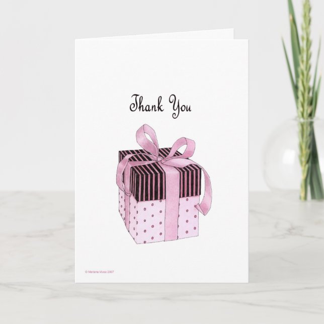 Pink & Black Geschenk Dankeschön Karte (Vorderseite)