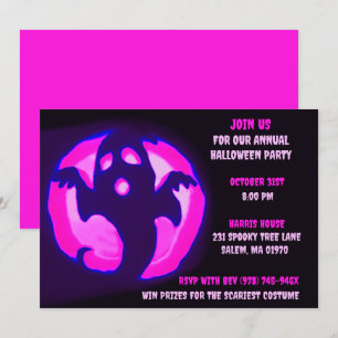 Pink Black Ghost Spooky Halloween Ghosting-Party Einladung