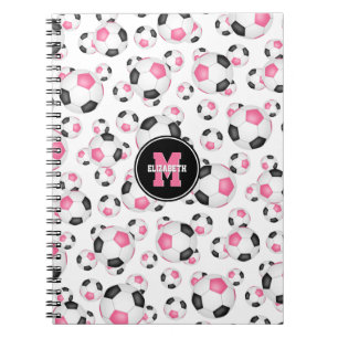 Pink Black Girly Sportart Fußball Notizblock