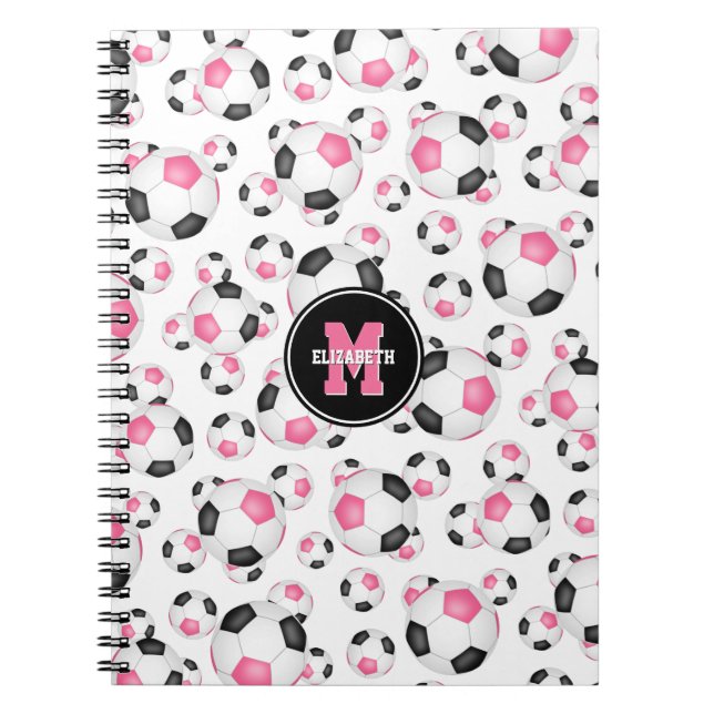 Pink Black Girly Sportart Fußball Notizblock (Vorderseite)