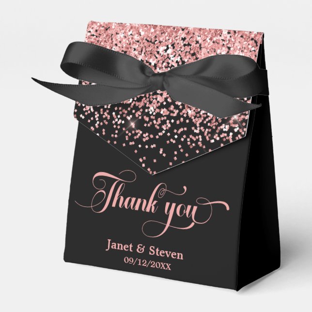 Pink Black Glitzer Geschenkschachtel (Vorderseite)