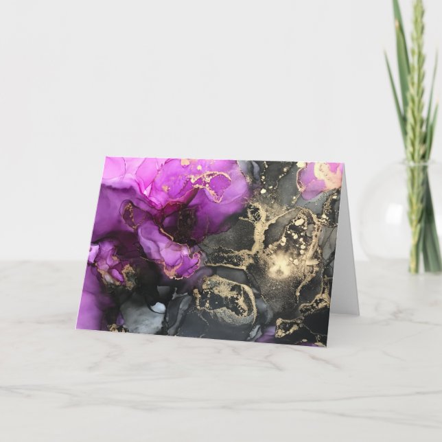 Pink Black Gold Celestial Heavens Blank Notecard Dankeskarte (Vorderseite)