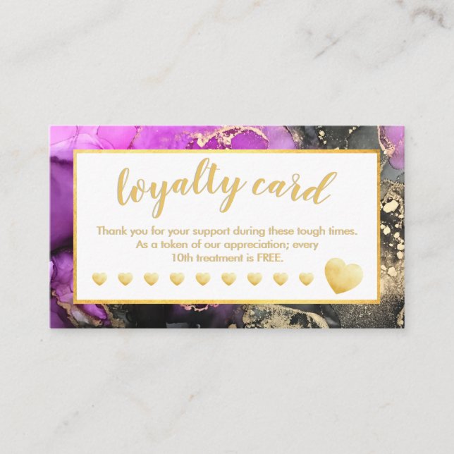 Pink Black Gold Foil Hearts Salon Carte de fidélit (Devant)