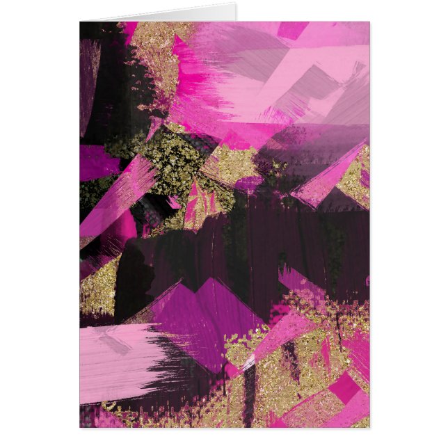 Pink Black Gold Glitzer Moderner Brush Glam Grunge (Vorne)