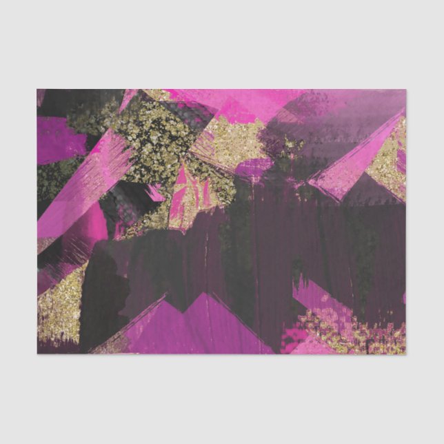 Pink Black Gold Glitzer Moderner Brush Glam Grunge Seidenpapier (Vorderseite)