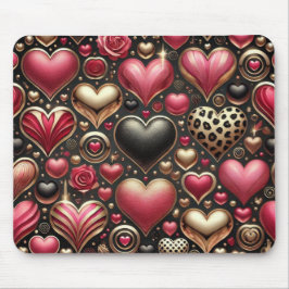 PINK BLACK GOLD VALENTINE LIEBE HERZEN MOUSEPAD