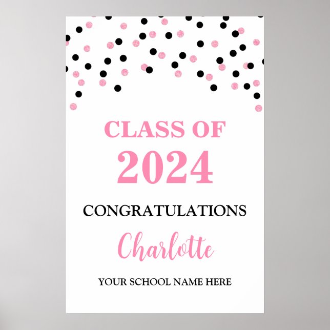 Pink Black Grad Party Custom 20x30 Poster (Vorne)