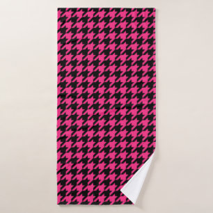 Pink Black Hahnentrittmuster Karo Badehandtuch