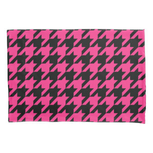 Pink Black Hahnentrittmuster Karo Kissenbezug