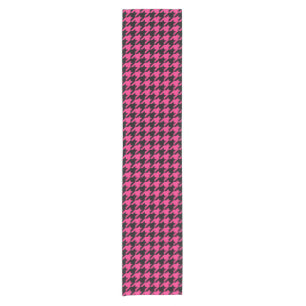 Pink Black Hahnentrittmuster Karo Kurzer Tischläufer