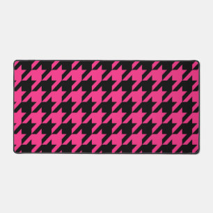 Pink Black Hahnentrittmuster Karo Schreibtischunterlage
