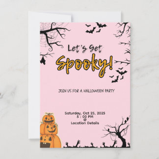 Pink & Black Halloween-Party-Einladung Einladung