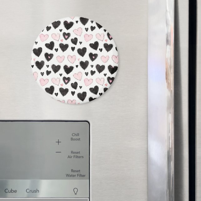 Pink Black Hearts Geburtstag Magnet (In Situ (Kühlschrank))