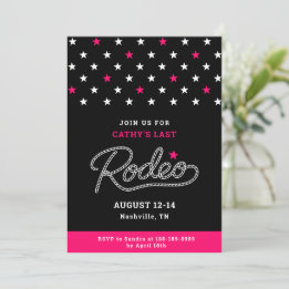 Pink Black Her Last Rodeo Bachelorette Party Einladung
