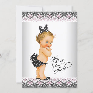 Pink Black Lace Pink Black Baby Girl Dusche Einladung