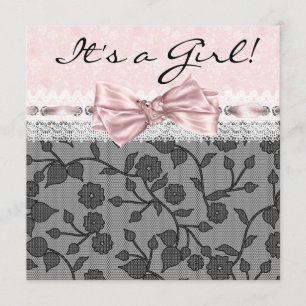 Pink Black Lace Pink Black Baby Girl Dusche Einladung