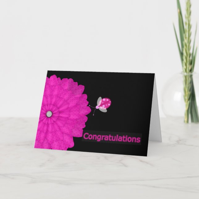 Pink & Black Ladybug Abschluss Card Karte (Vorderseite)