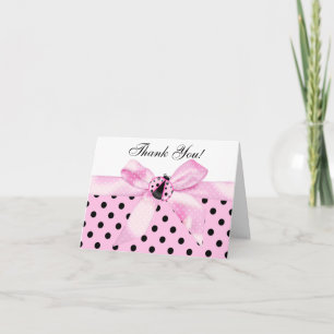 Pink Black Ladybug Thank You Cards Dankeskarte