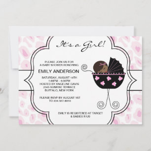 Pink Black Leopard Baby Girl Dusche Einladung