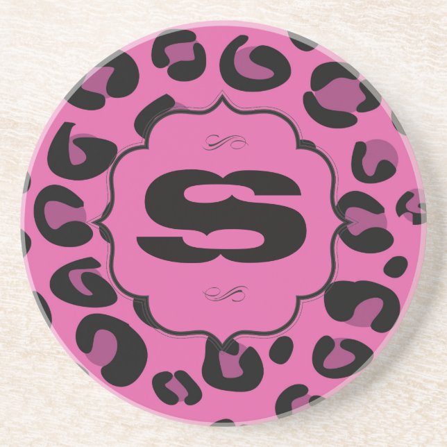 Pink Black Leopard Cheetah Print Animal Untersetze Untersetzer (Vorne)