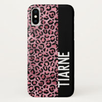 Pink Black Leopard Print Individuelle Name