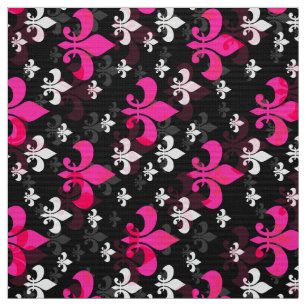 Pink Black Lilie Stoff