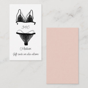 Pink Black Lingerie Size Oh la la Brautparty Begleitkarte