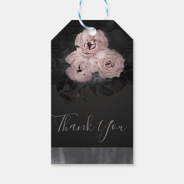 Pink & Black Modern Glam Floral Chic Gefallen Geschenkanhänger (Vorderseite)