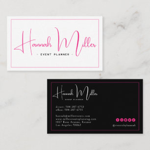 Pink & Black Moderne elegante Minimalistik Visitenkarte