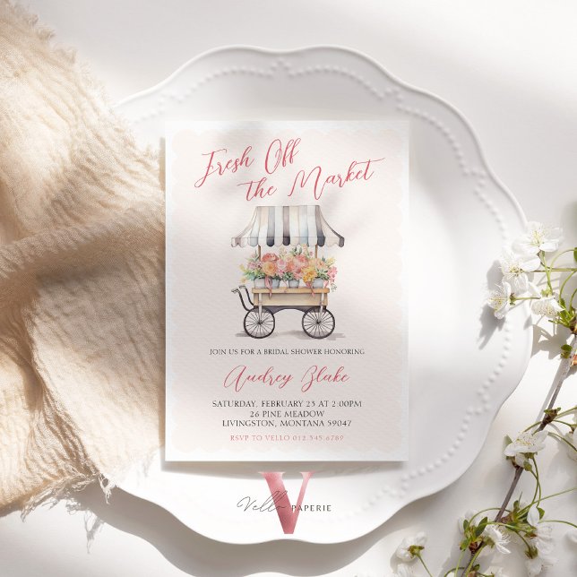Pink Black Off the Market Bridal Dusche Einladung (Von Creator hochgeladen)