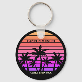Pink Black Palm Trees Custom Girls Trip Schlüsselanhänger