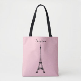 Pink Black Paris Eiffelturm mit Namen Tasche