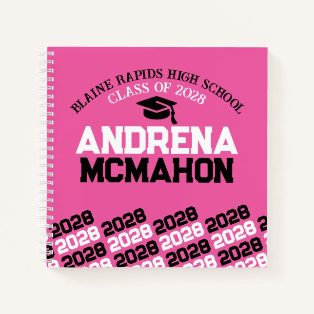Pink & Black Pawprint Abschluss Gästebuch Notizbuch (Vorderseite)